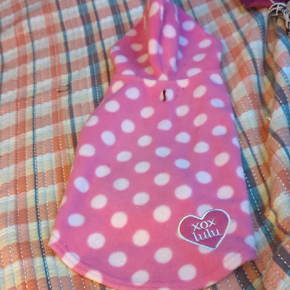Dog Fleece Pink Polka Dotted Lulu Hooded Vest Jacket